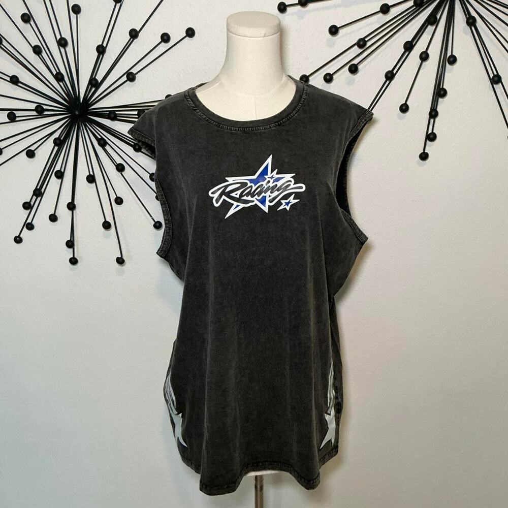 ROMWE acid wash graphic muscle tank size XL